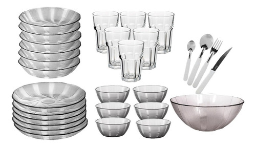 Combo Vajilla Completa 6 Pers Plato Vaso Cubierto 49 Pzas