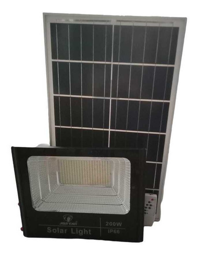 Refletor Led Solar 200w Com Controle + Placa Solar