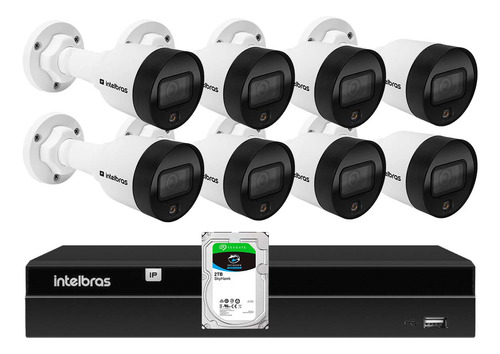 Kit 8 Câmeras Vip Ip 1220b Colorvu Intelbras Nvr 1408 2tb Sk