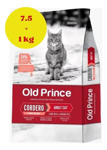  Old Prince Proteínas Noveles Cordero Adult Gato 7.5 + 1kg