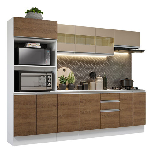 Cozinha Completa Mdf Madesa Smart 250 Cm Armário Balcão Brc