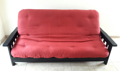 Futon 3 Cuerpos De Pino Colchon De 1 Placa Tela De Lino