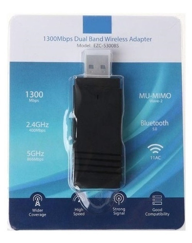 Adaptador Usb Bluetooth E Wi-fi Dual Band 1300mbp - Realengo