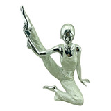 Figura Yoga Escultura 38cm Meditacion Deco Espejo Zn