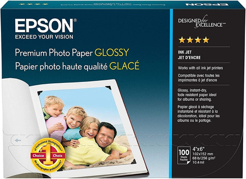 Papel Fotográfico Epson Premium Glossy S041727 100 Hojas /v Color Blanco
