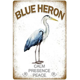 Placa De Lata Vintage Blue Heron Pared, Pub, Cobertizo,...