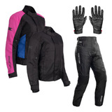 Kit Motociclista Jaqueta Ronin Calça Strike E Luva Feminina