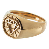 Anillo Sello De Diamante Dorado Acero Quirúrgico 316l Hombre