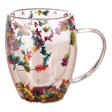 Vaso De Vidrio De Doble Pared Relling Dry Flowers Con Mango,