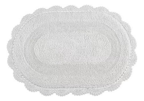 Tapete Crochê Oval Branco 60x90cm - Kacyumara 