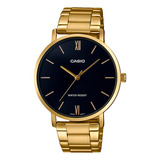 Reloj Casio Mtp-vt01g-1budf Dorado Con Negro Semiplano Acero