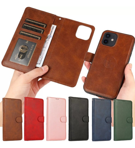 Case Funda Wallet Billetera Cuero Para iPhone 11 12 13 14 15