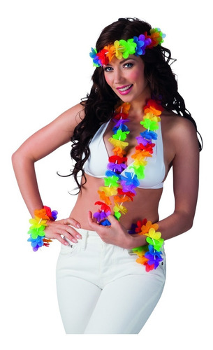 Combo Set Hawaiiano - Vincha, Collar Y 2 Pulseras X 30u.