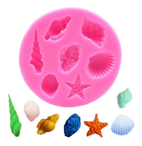 Molde Silicona Caracoles Conchitas Estrella De Mar Fondant  