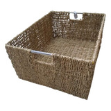 Canasto Cajón Seagrass Manija/metal Organizador 26x18x13 N1 