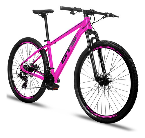 Mountain Bike Gts Feel Fuzzi Aro 29 15  21v Freios De Disco Mecânico Câmbios Shimano Cor Rosa/preto