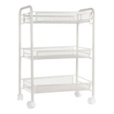 Organizador Repisa 3 Niveles Ruedas Metal Blanco 63x27x45 Cm