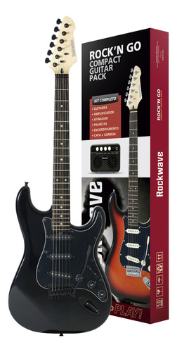 Kit Guitarra Rockwave Strinberg Strato Rgk50 Bk Preto