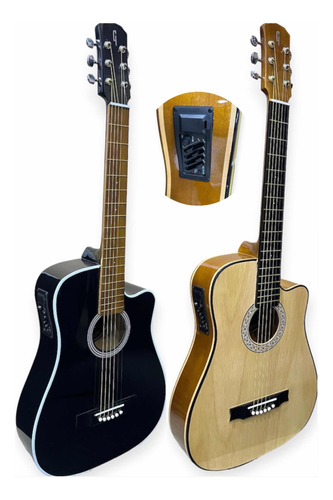 Guitarra Electroacústica Tipo Folk Cuerdas De Acero Y Forro