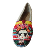 Alpargata Zapato Artesanal Dama Diseño Frida Con Flores