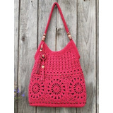 Bolso Playero_cartera_tejido A Crochet En Hilo De Algodón 