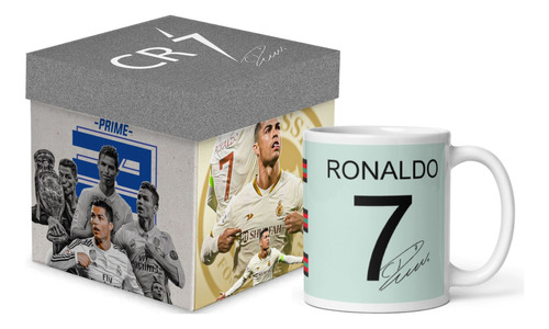 Taza Mágica Cristiano Ronaldo Con Caja De Regalo Fútbol