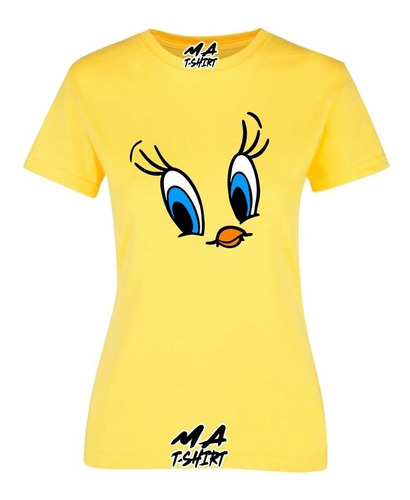 Playera Dama Cara P1olín Tweety Loney Tune + Stiker