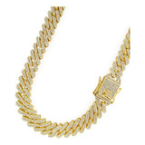 Collar Cadena Cubana Con Diamantes Slim Shadow Simil Oro M®