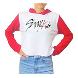 Sudadera Crop Top Bicolor Stray Kids Letras 