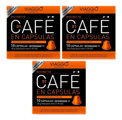 Pack 30 Cápsulas Ristretto Viaggio Espresso Para Nespresso