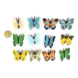 Juguete Animales Mini Mariposas Goma X12 Insectos Colores