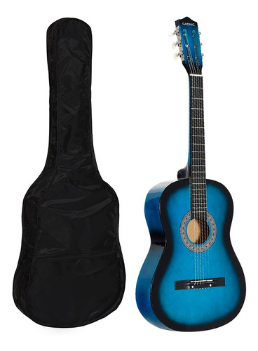 Guitarra Criolla Alta Calidad Estudio De Madera + Funda Pro Color Azul