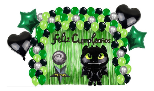 Kit De Decoracion Fiesta Cumpleaños Globos Chimuelo 79 Pieza