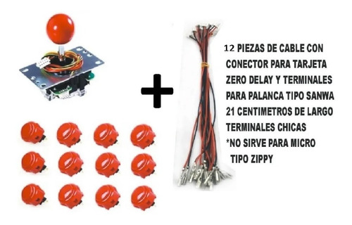 1 Palanca Tipo Sanwa + 12 Boton Tipo Sanwa De 24mm+12 Cables