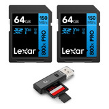 Lexar Tarjeta De Memoria 800x 64gb Uhs-i U3 2pza 150/45 Mb/s