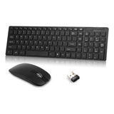 Kit Teclado Y Mouse Inalámbrico Negro K-06 Computadora Lap