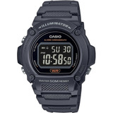 Reloj Casio Illuminator Display Negro Cronómetro 50m Color De La Correa Gris