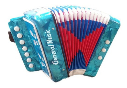 Acordeon Para Niños 7 Teclas 2 Bajos Azul La Mejor Calidad