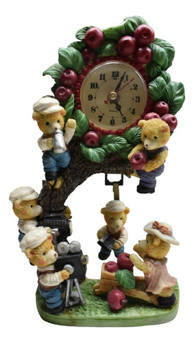 Reloj Péndulo De Mesa Cuarzo Osos Teddy's Vintage Retro H1