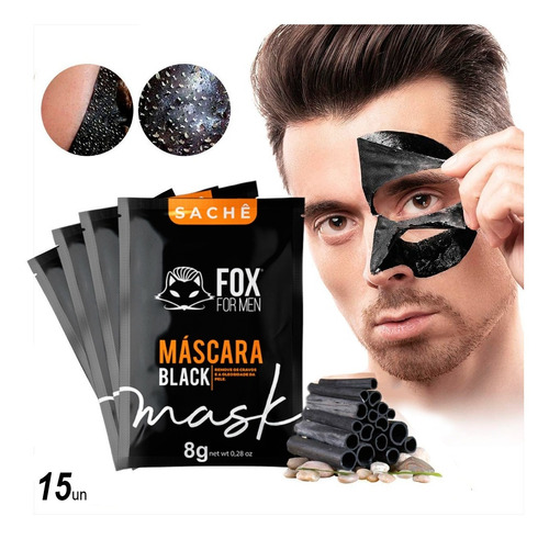 Mascara Facial Black Sachê Remove Cravos Fácil Fox For Men®