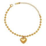 Pulsera Baño Oro 18k Corazones Pelotitas