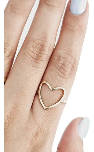 Anillo De Silueta De Corazon Grande Oro Turco 10k