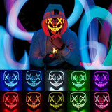 Máscara Led Neon Halloween Terror Carnaval Cosplay Fantasia Cor Amarelo Caveira