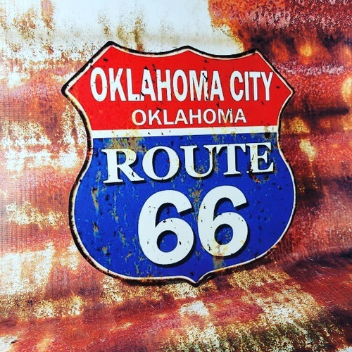 Cartel De Chapa Route 66 Estilo Vintage Apto Exterior 