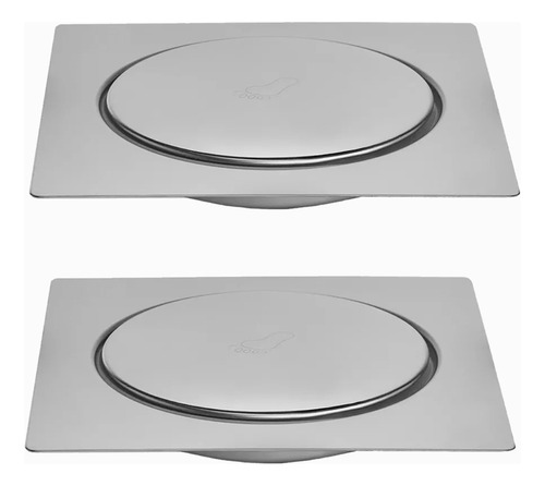 2 Ralos Click Inteligente Em Inox 10x10 Cm