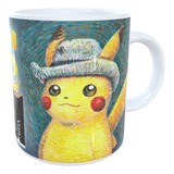 Taza Pokémon X Van Gogh Museo Pintura Pikachu Eevee