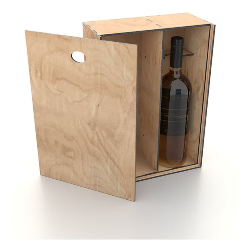 Caja Porta Botella De Vino 2 Compartimientos En Madera