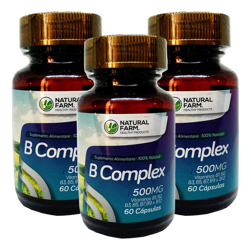 3x B Complex Vitamina Complejo B1 B2 B3 B5 B7 B9 B12 180 Cap