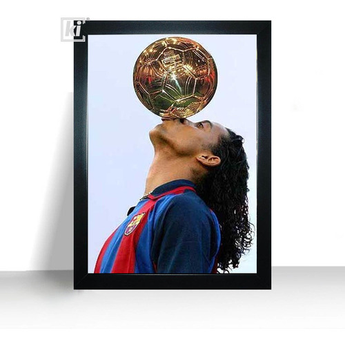 Quadro Ronaldinho Jogador Gaucho Moldura A4 32cm