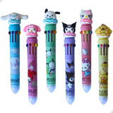 Caneta 10 Cores Turma Hello Kitty Sanrio Fofa Kawaii 6 Uni